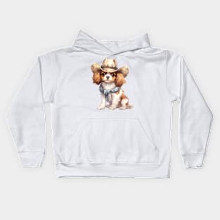 Cowboy Cavalier King Charles Spaniel Dog Kids Hoodie